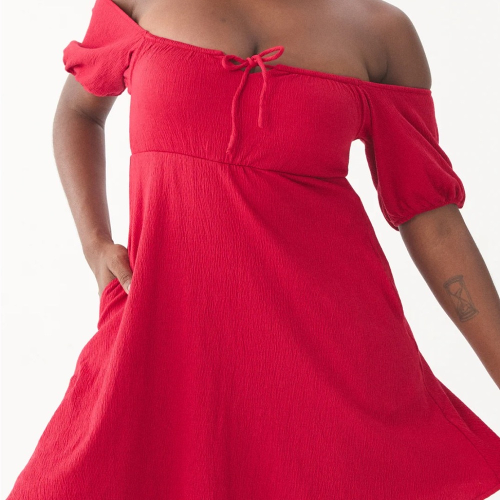Klassy Network off shoulder dress with built in bra
